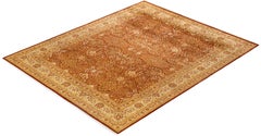 One-of-a-Kind Hand Made Traditional Mogul Orange Area Rug