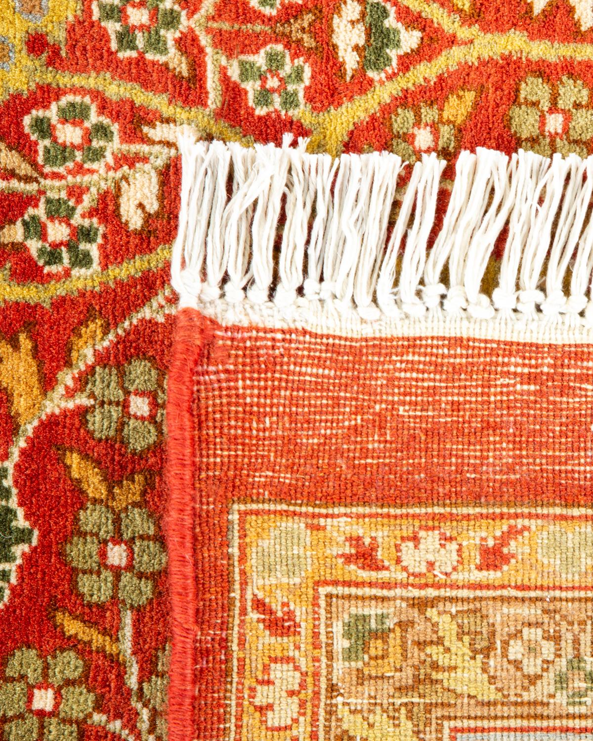 Hand-Knotted One-of-a-kind Hand Made Traditional Mogul Orange Area Rug For Sale
