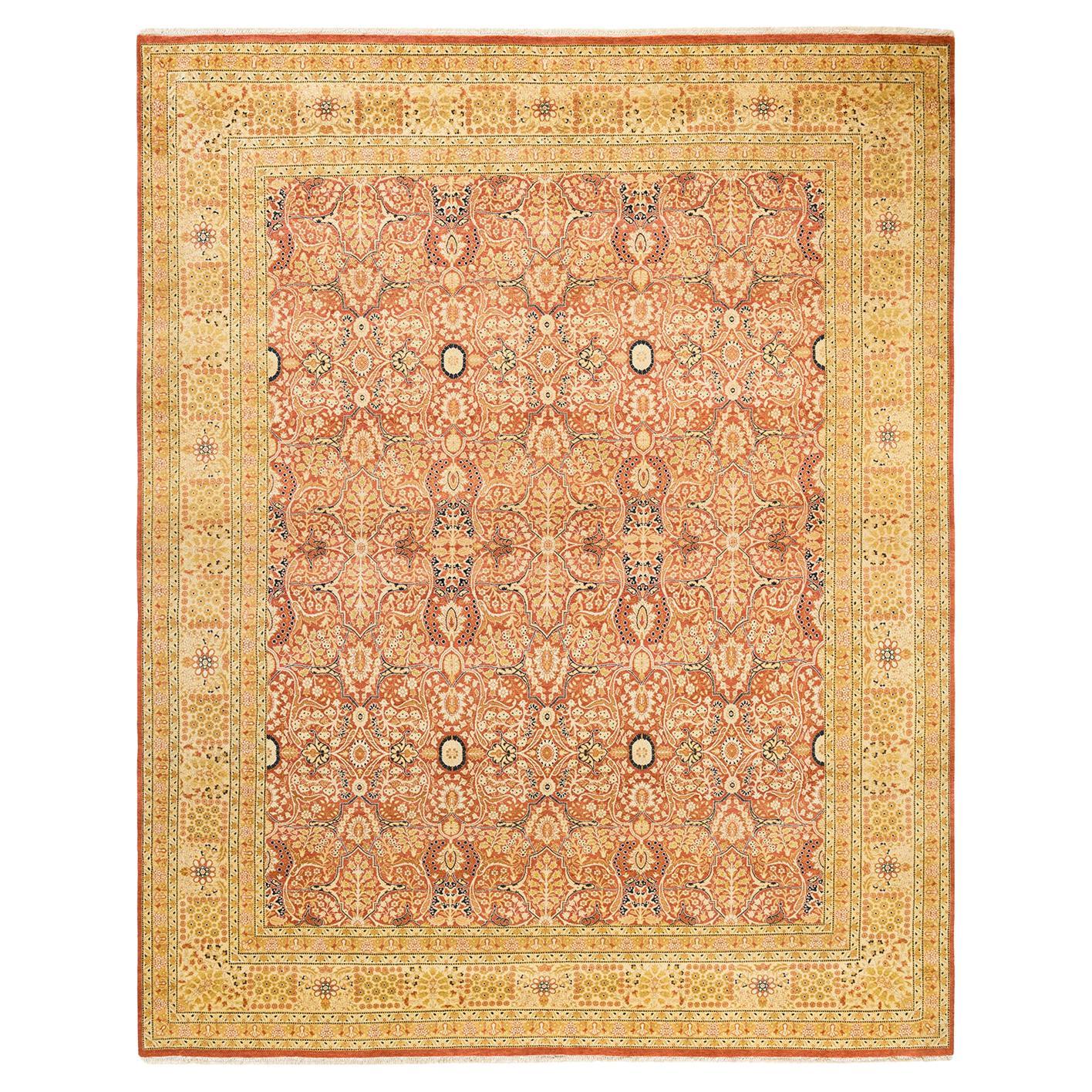One-Of-A-Kind Hand Made Traditional Mogul Orange Area Rug
