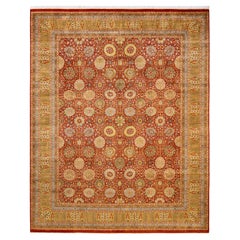 One-of-a-kind Hand Made Traditional Mogul Orange Area Rug