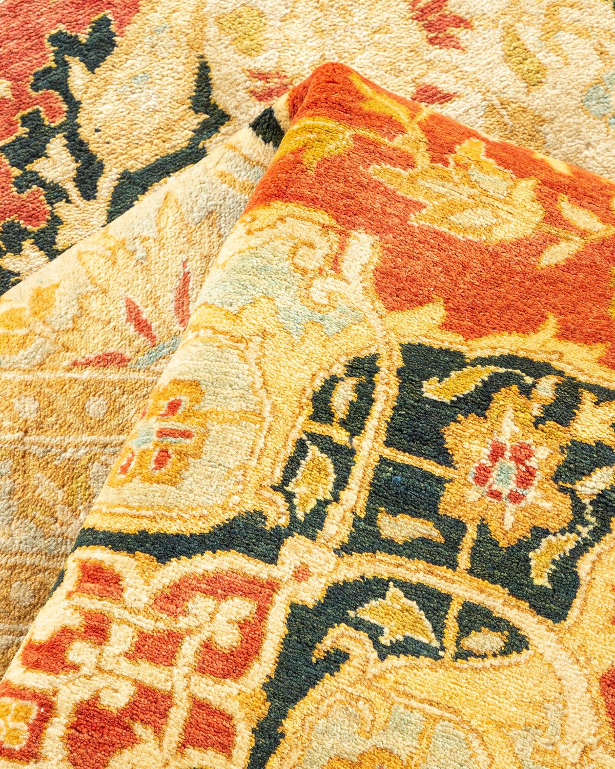 Other One-Of-A-Kind Hand Made Traditional Mogul Orange Area Rug For Sale