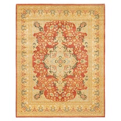 One-Of-A-Kind Hand Made Traditional Mogul Orange Area Rug