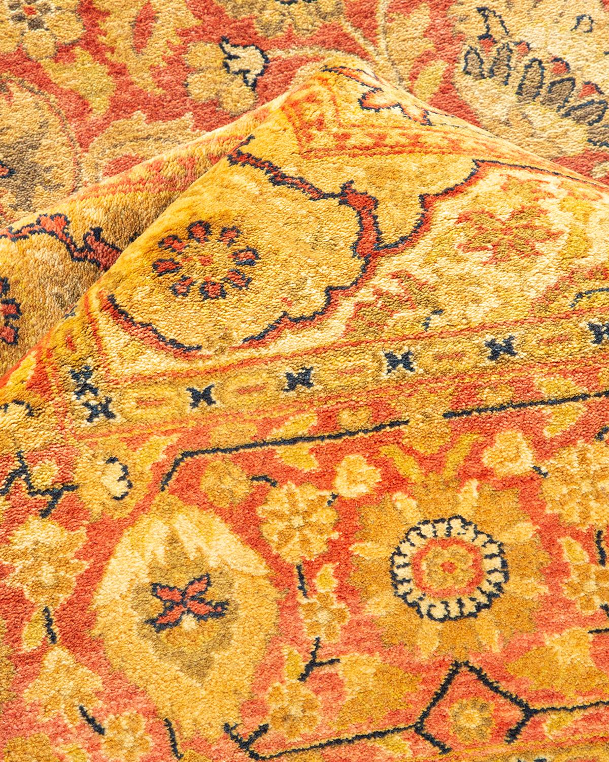 Other One-of-a-Kind Hand Made Traditional Mogul Orange Area Rug For Sale