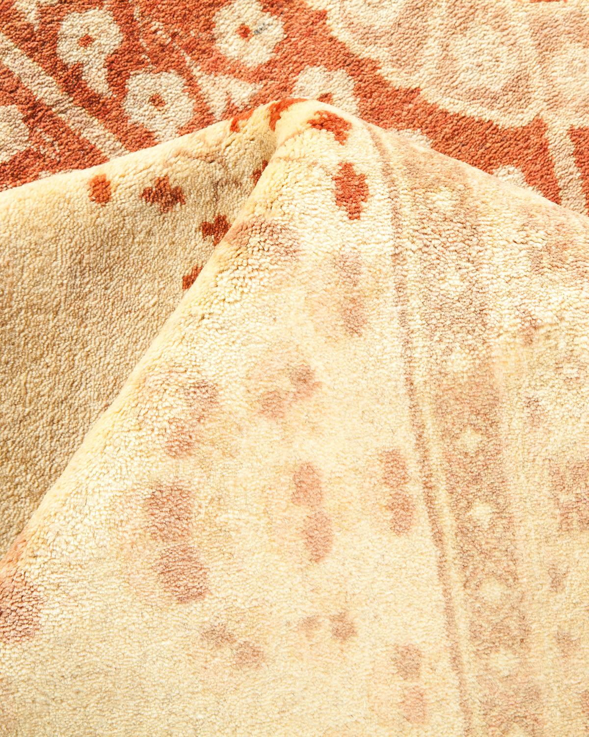 Other One-Of-A-Kind Hand Made Traditional Mogul Orange Area Rug For Sale