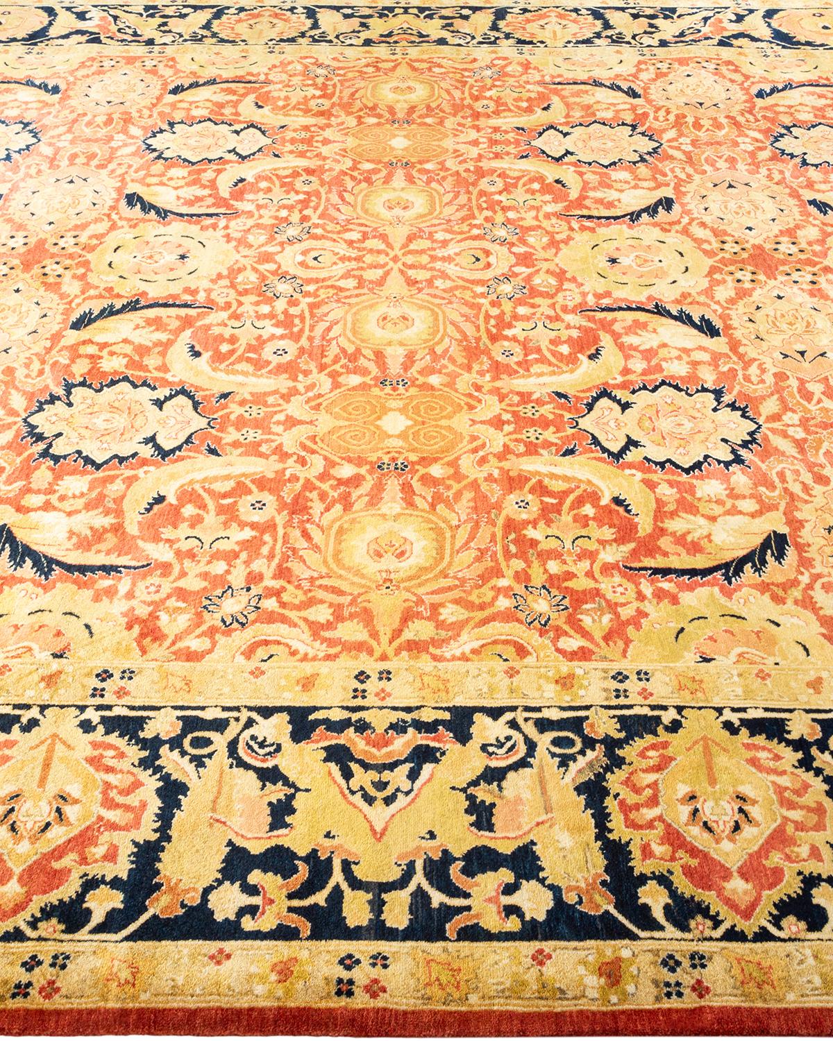 Alfombra Mogul Naranja Tradicional Hand Made Única en su Género en Nuevo estado para la venta en Norwalk, CT