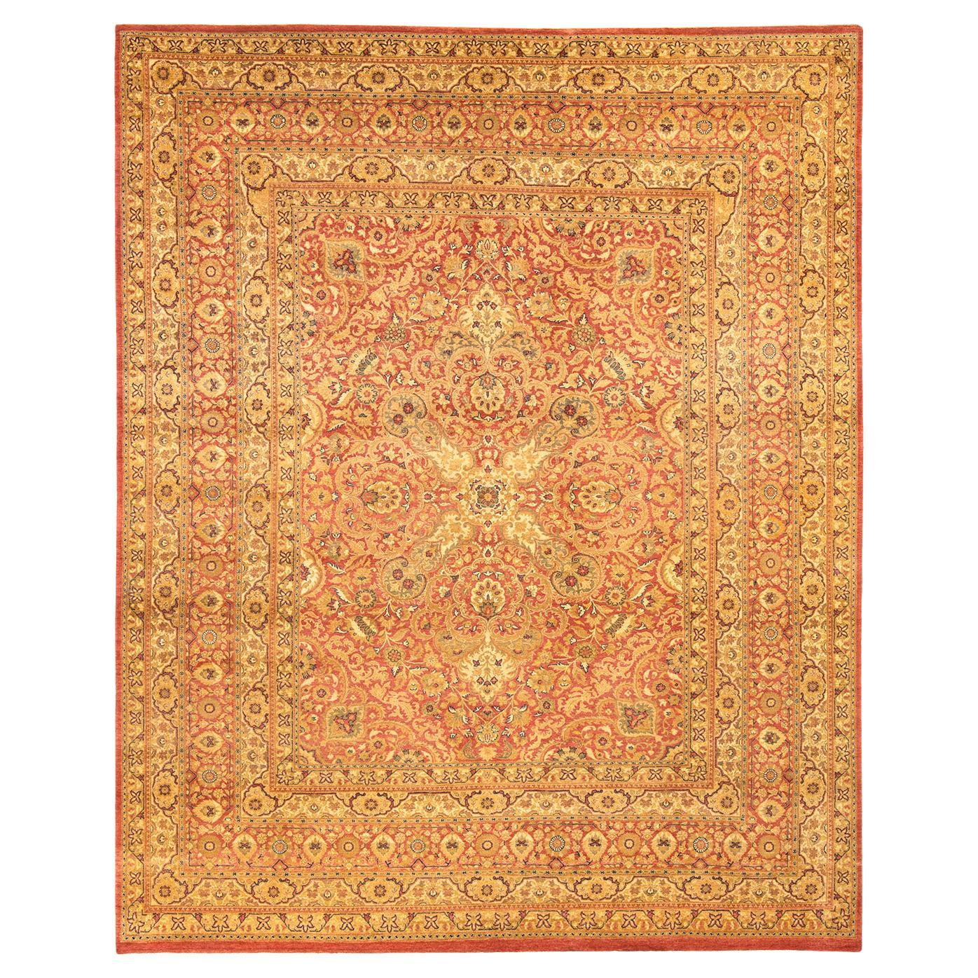 Traditioneller, handgefertigter Mogul Orange Teppich, Unikat