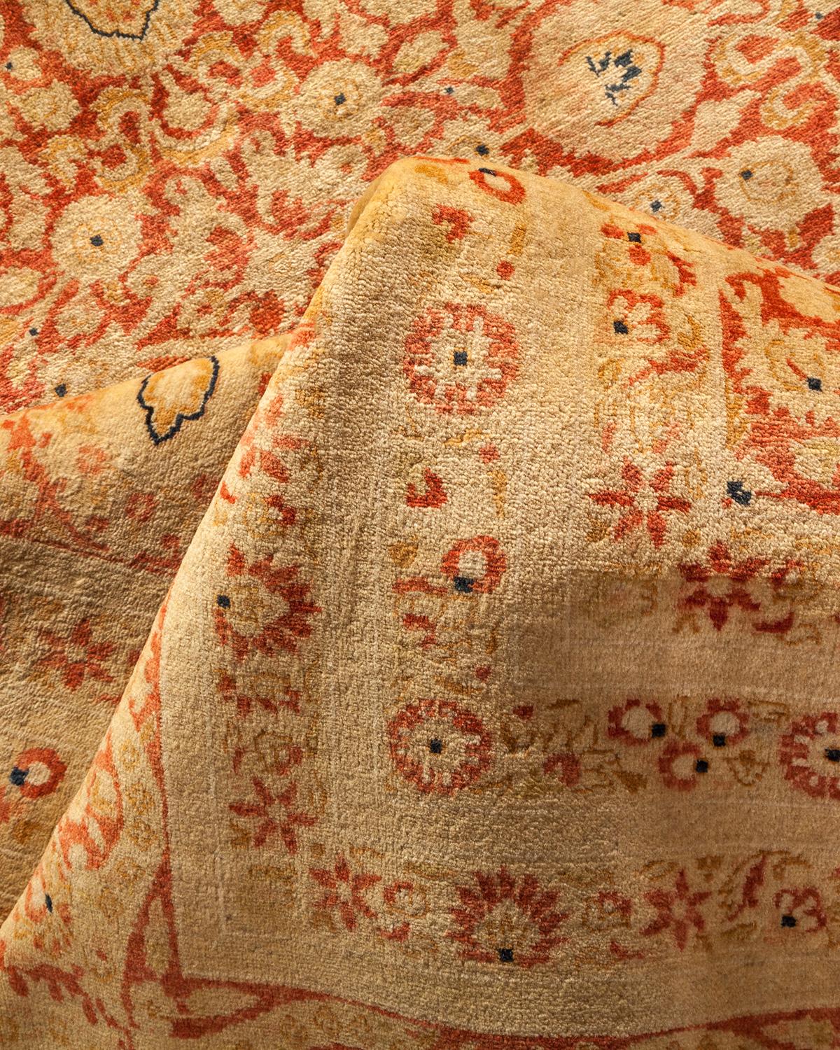 Other One-of-a-Kind Hand Made Traditional Mogul Orange Area Rug For Sale