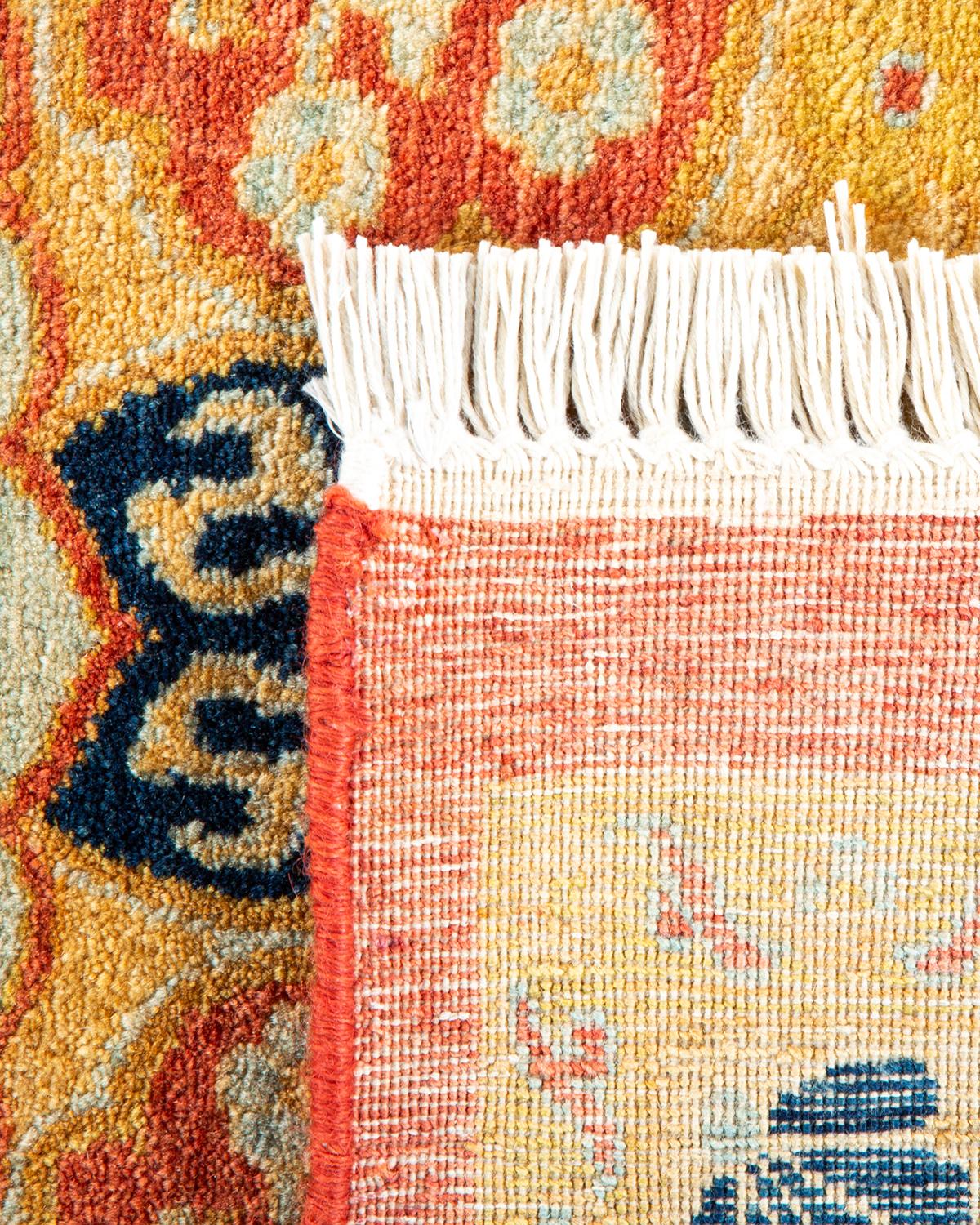 One-Of-A-Kind Hand Made Traditional Mogul Orange Area Rug In New Condition For Sale In Norwalk, CT