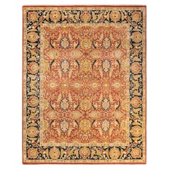 Traditioneller Mogul Orange Teppich, handgefertigt, Unikat