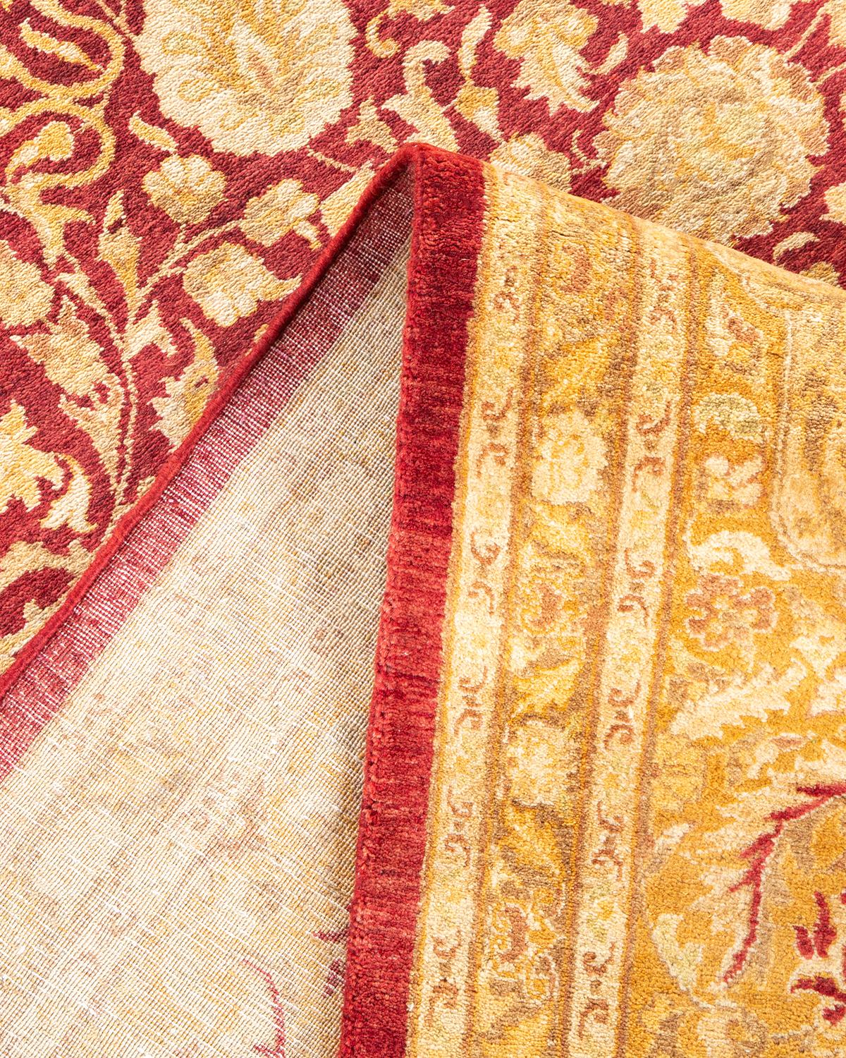Pakistani One-of-a-Kind Hand Made Traditional Mogul Orange Area Rug For Sale