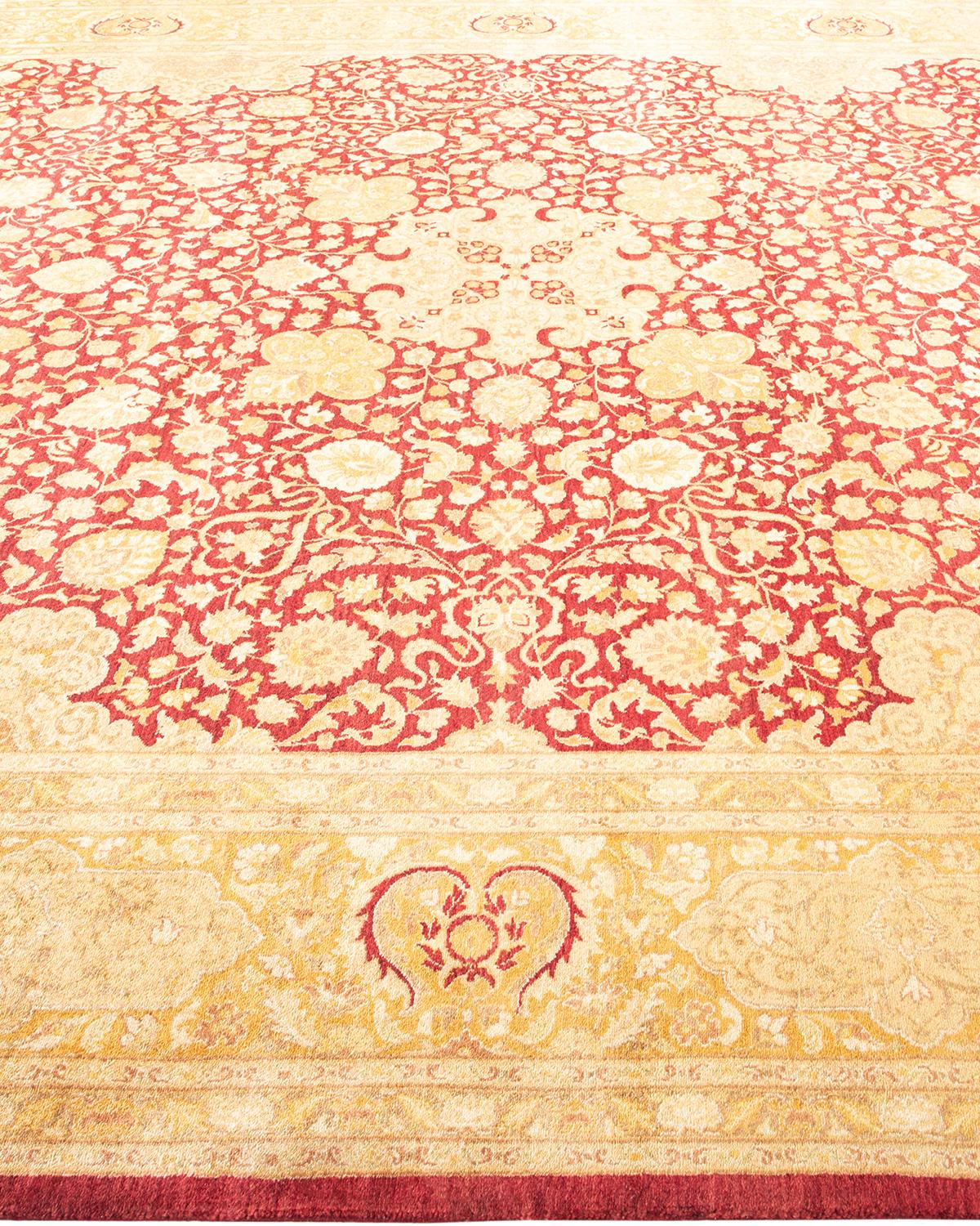 One-of-a-Kind Hand Made Traditional Mogul Orange Area Rug In New Condition For Sale In Norwalk, CT