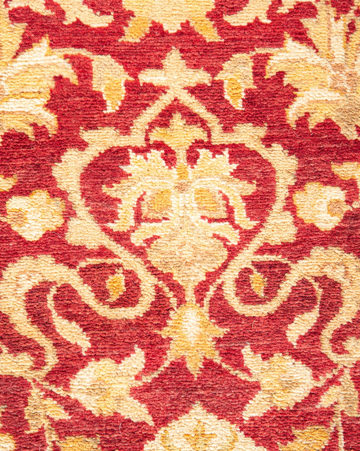 Contemporary One-of-a-Kind Hand Made Traditional Mogul Orange Area Rug For Sale
