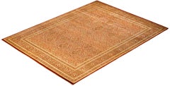 One-of-a-Kind Hand Made Traditional Mogul Orange Area Rug