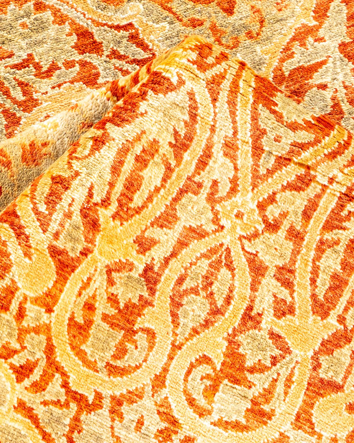 Other One-of-a-Kind Hand Made Traditional Mogul Orange Area Rug For Sale