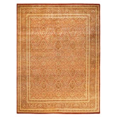 Traditioneller, handgefertigter Mogul Orange Teppich, Unikat