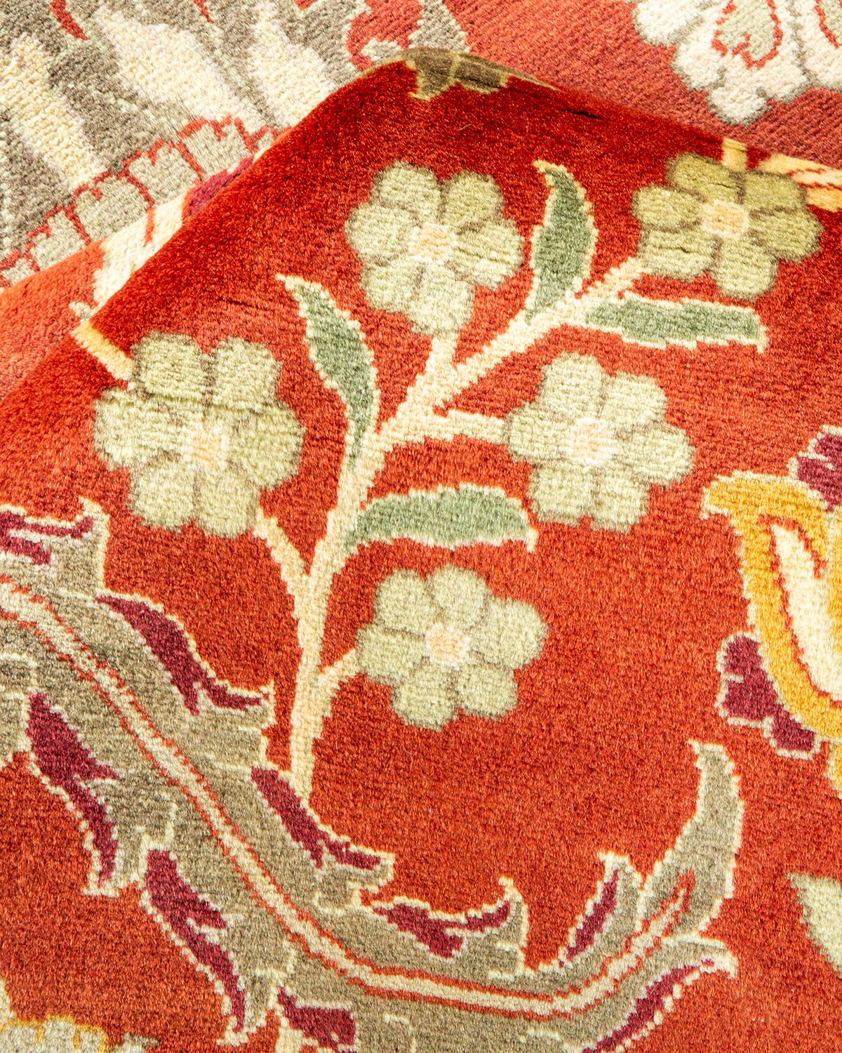 Other One-Of-A-Kind Hand Made Traditional Mogul Orange Area Rug For Sale