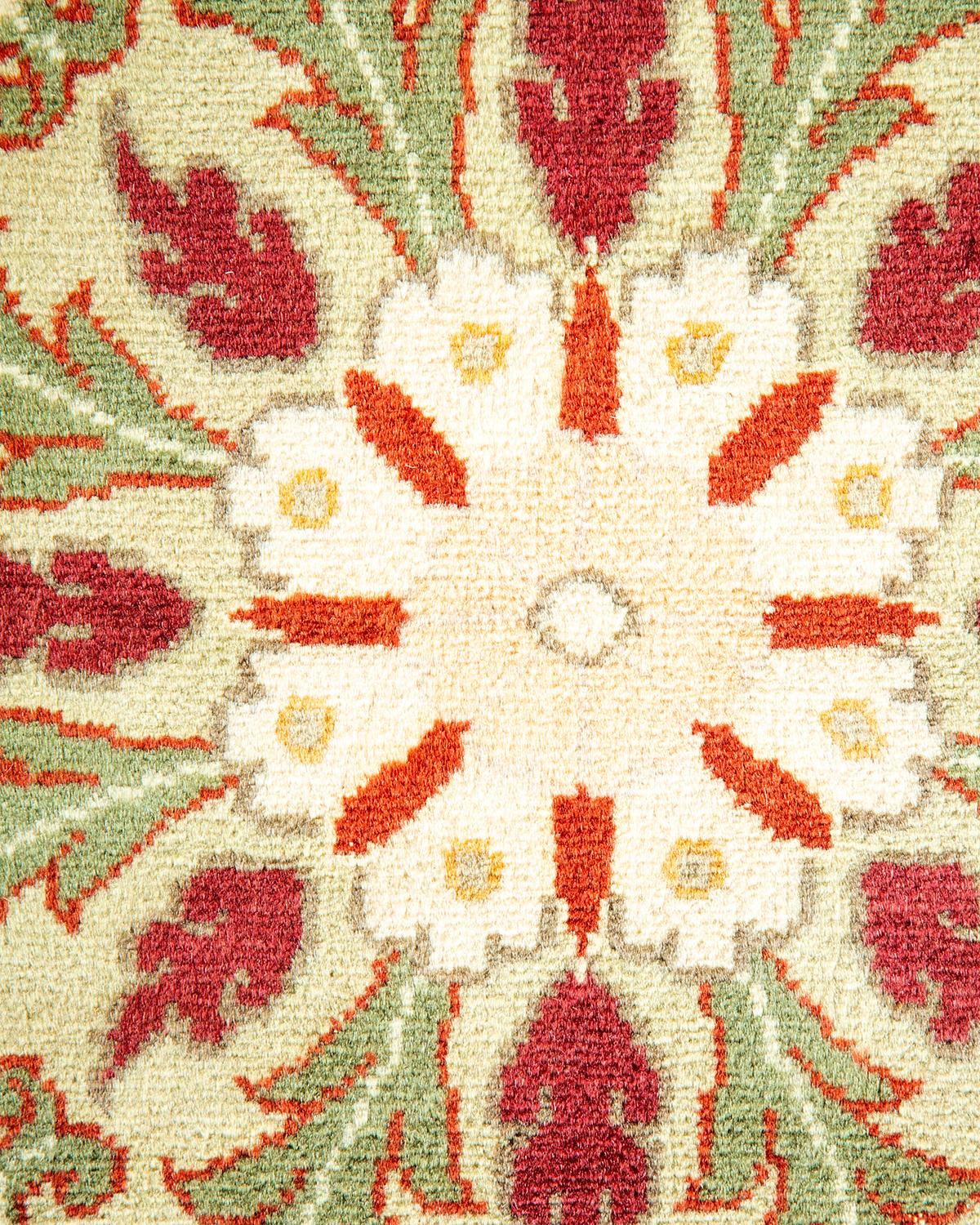 Contemporary One-Of-A-Kind Hand Made Traditional Mogul Orange Area Rug For Sale