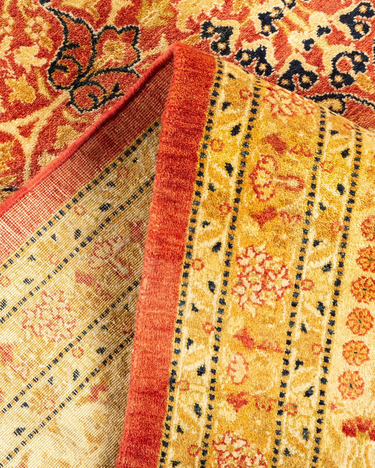 Other One-of-a-kind Hand Made Traditional Mogul Orange Area Rug For Sale
