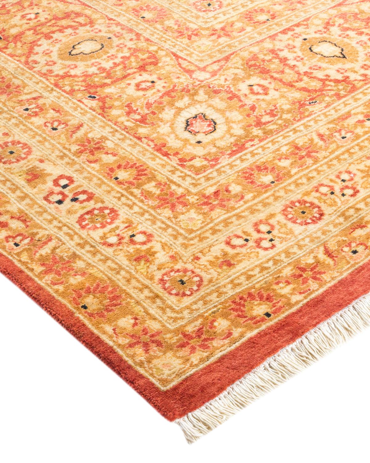 Traditioneller Mogul Orange Teppich, handgefertigt, Unikat (Wolle) im Angebot