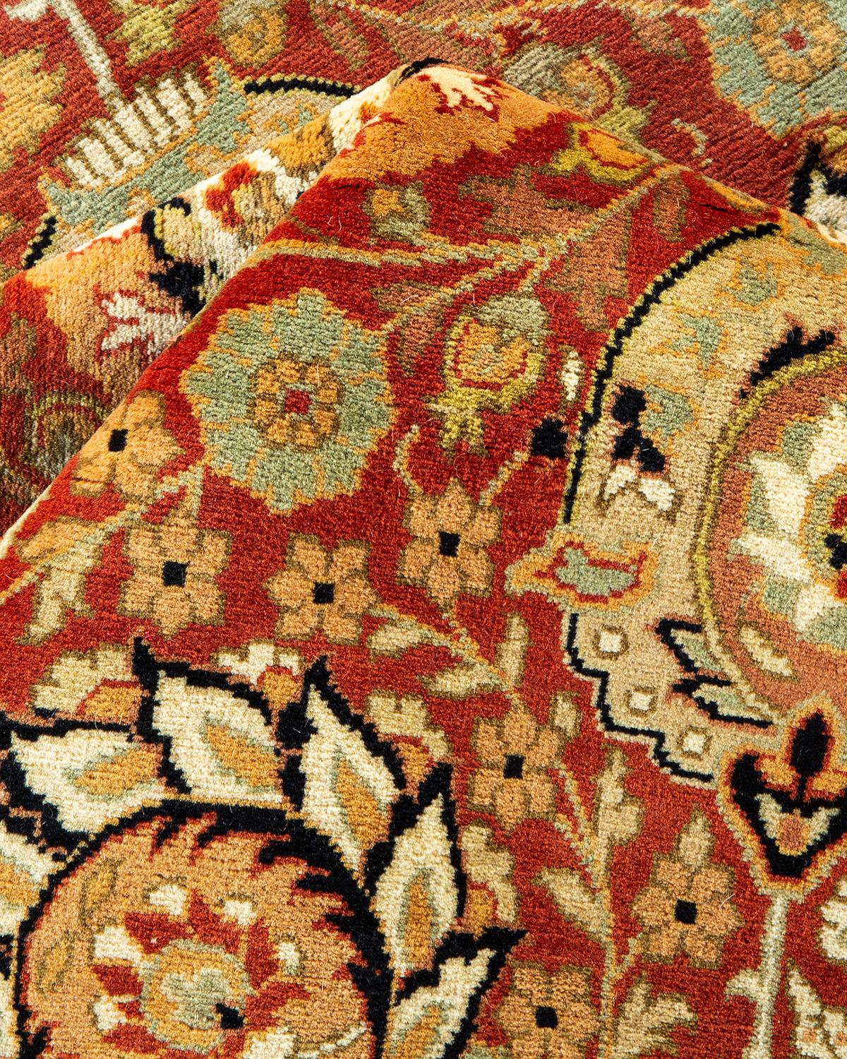 Other One-Of-A-Kind Hand Made Traditional Mogul Orange Area Rug For Sale