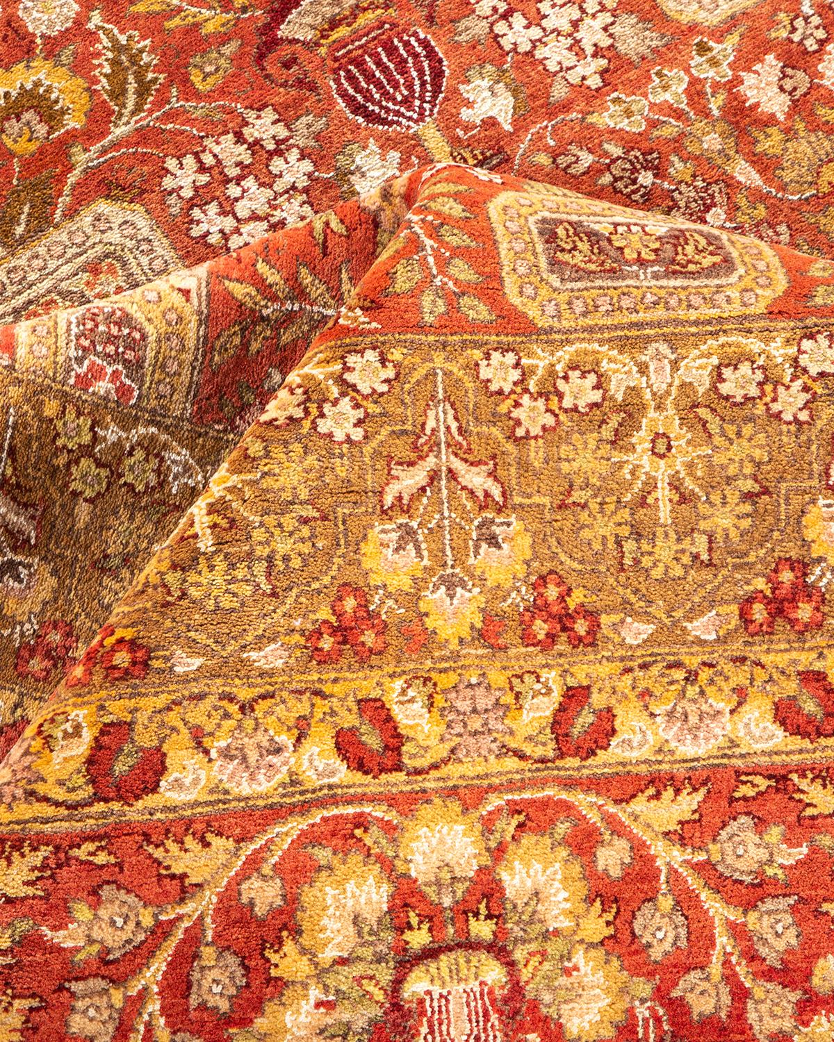 Other One-of-a-kind Hand Made Traditional Mogul Orange Area Rug For Sale