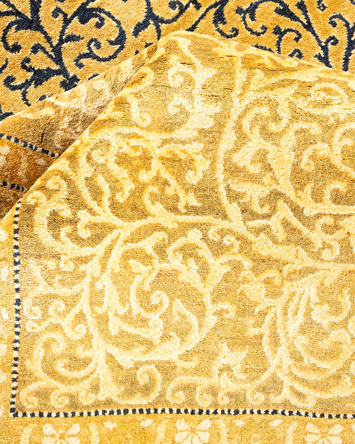 Other One-Of-A-Kind Hand Made Traditional Mogul Orange Area Rug For Sale