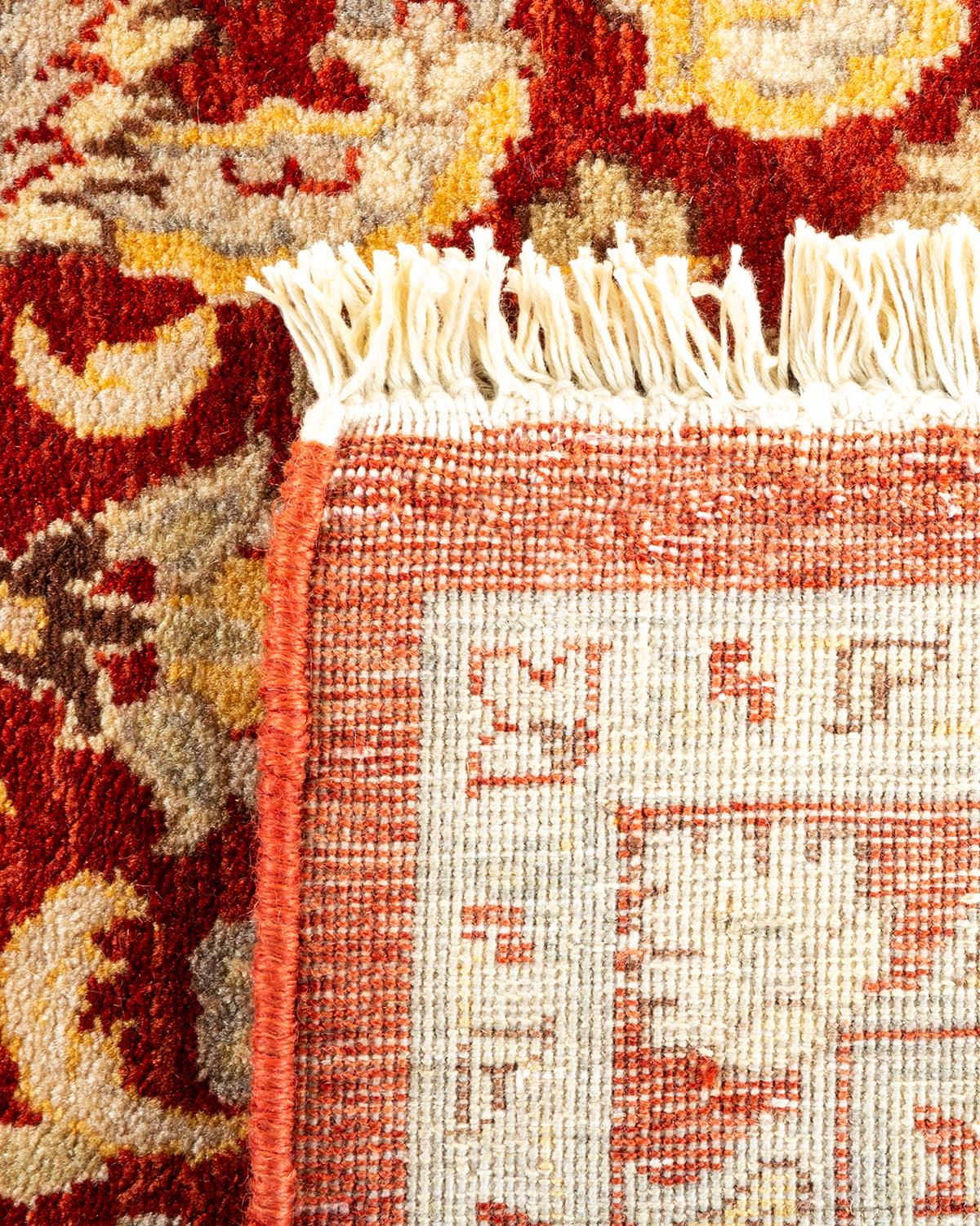 Hand-Knotted One-of-a-kind Hand Made Traditional Mogul Orange Area Rug For Sale