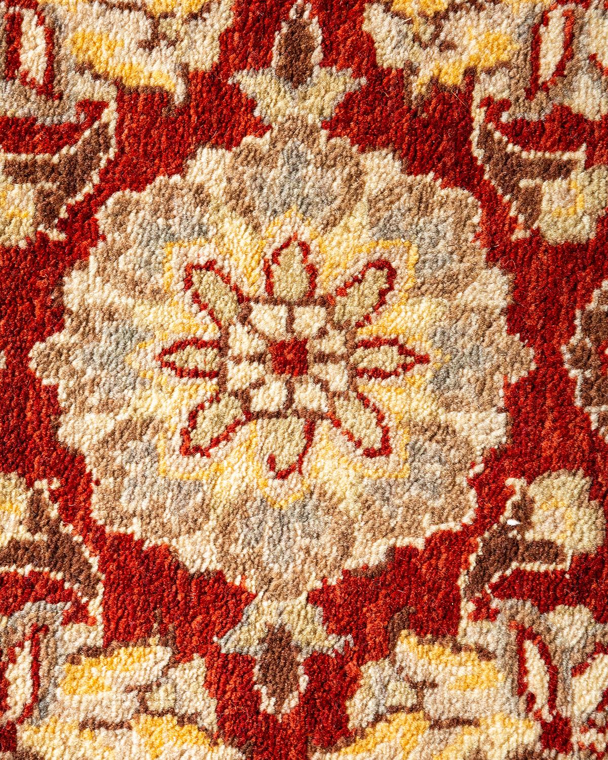 Contemporary One-of-a-kind Hand Made Traditional Mogul Orange Area Rug For Sale