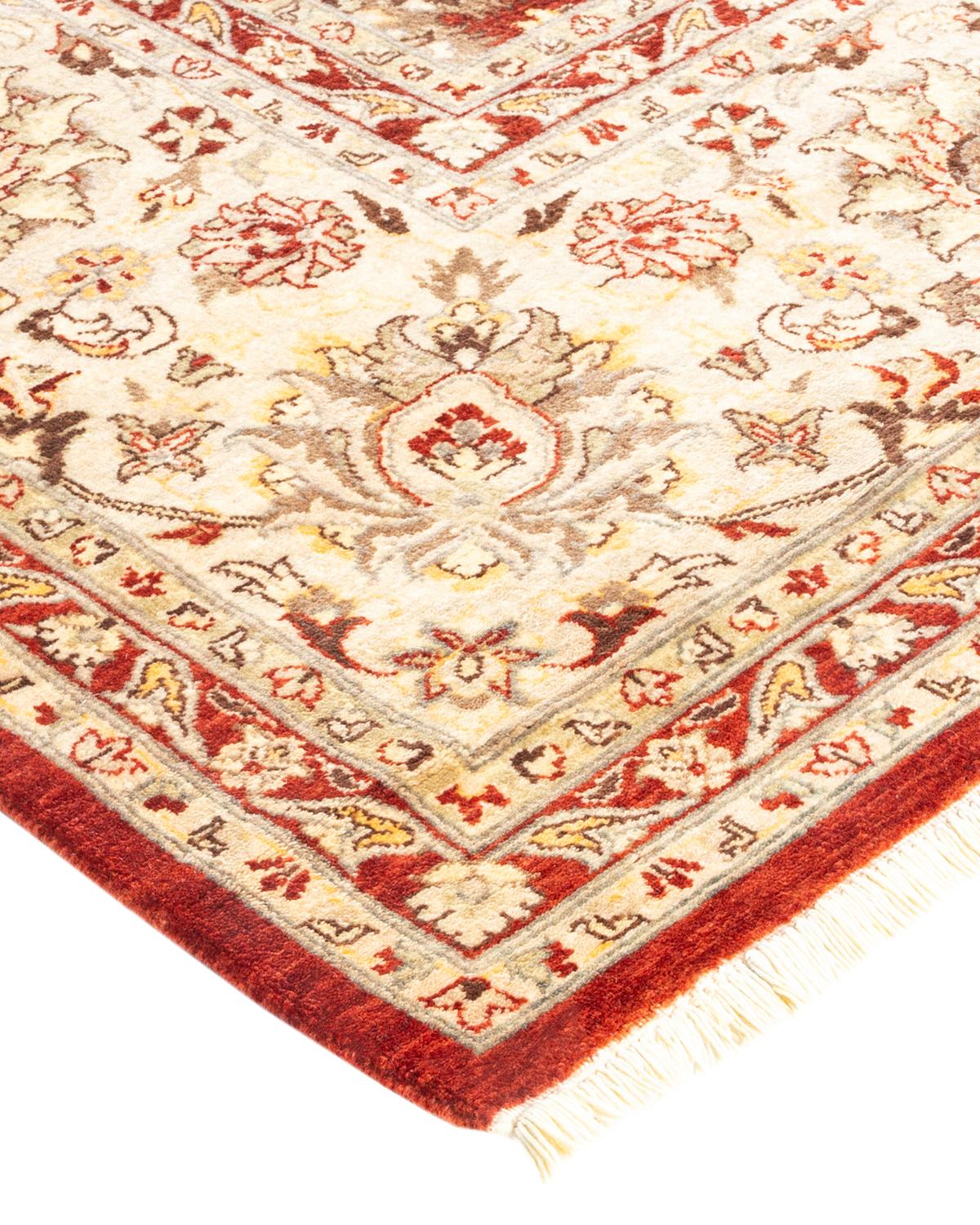 Wool One-of-a-kind Hand Made Traditional Mogul Orange Area Rug For Sale