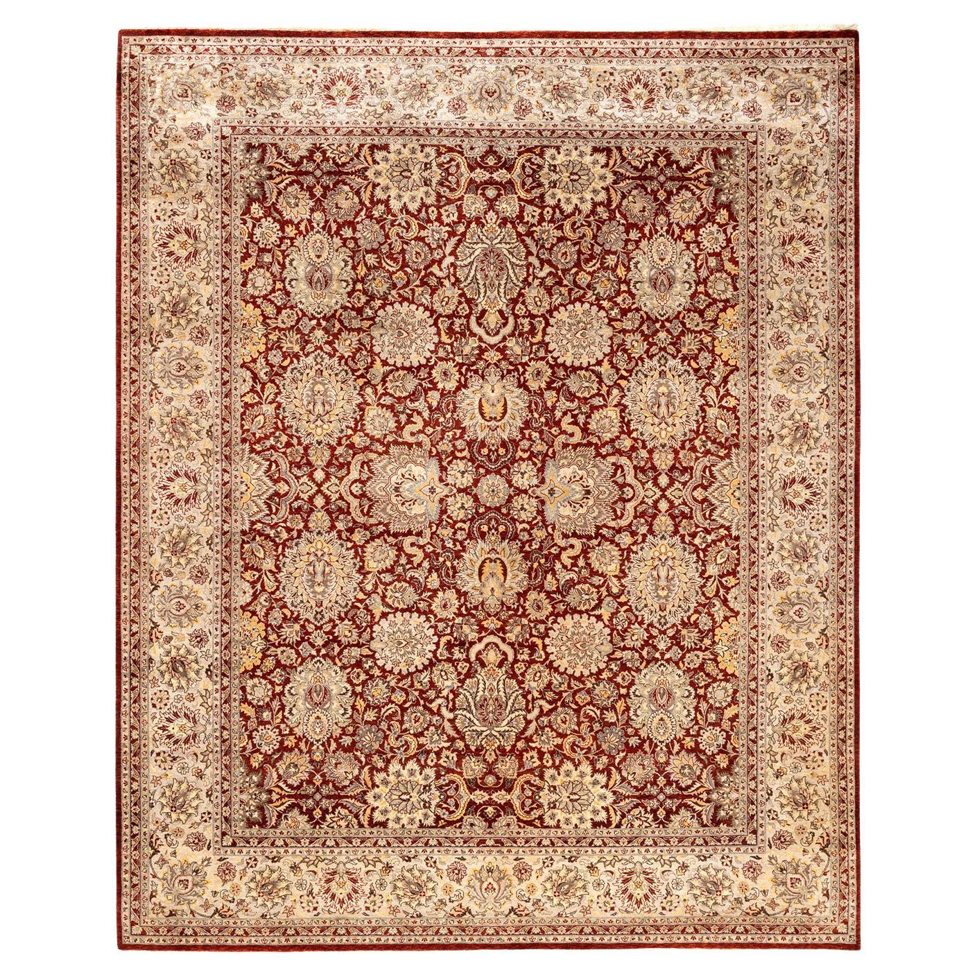 One-of-a-kind Hand Made Traditional Mogul Orange Area Rug For Sale