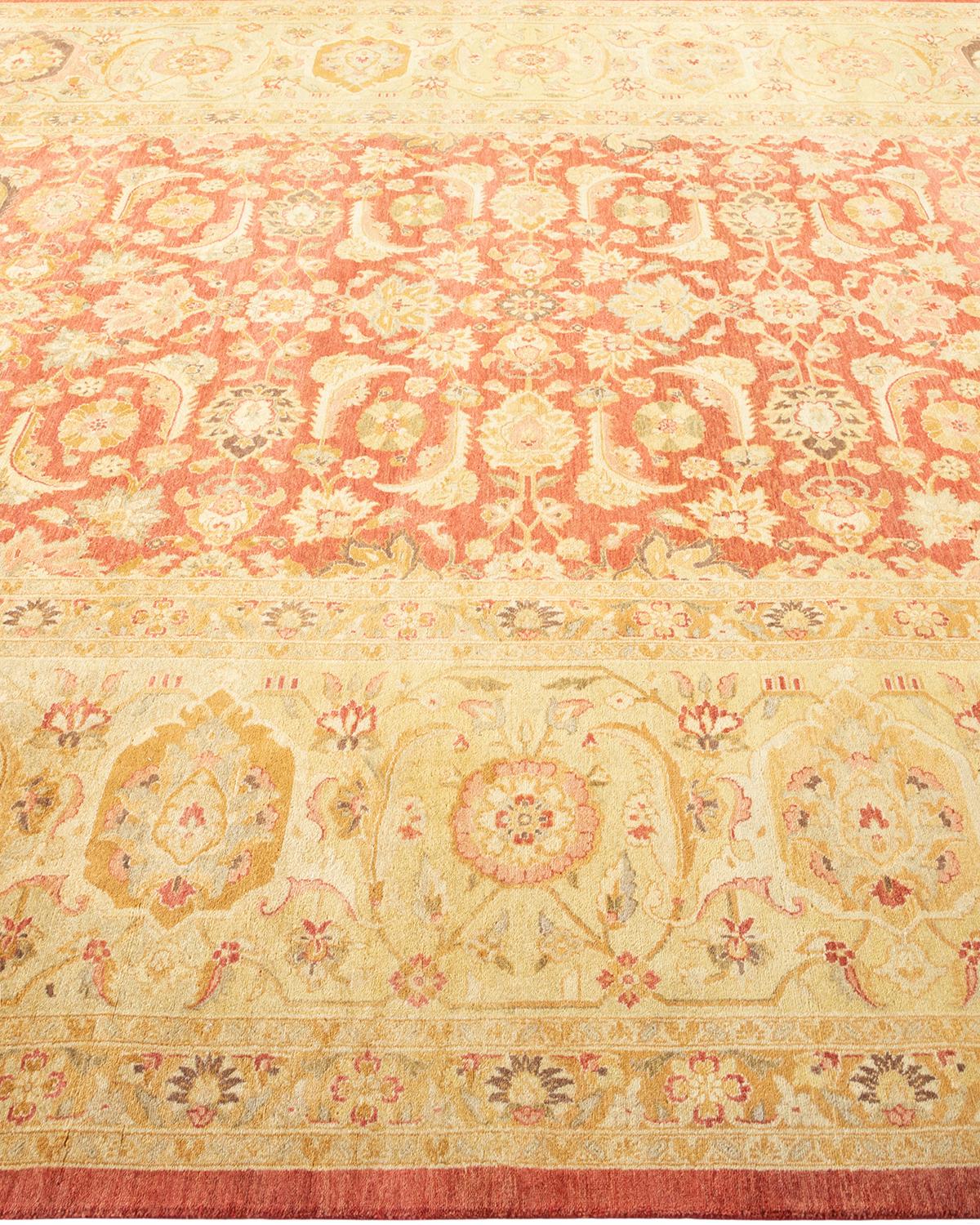 Tapis traditionnel orange Mogul unique en son genre fabriqué à la main Neuf - En vente à Norwalk, CT