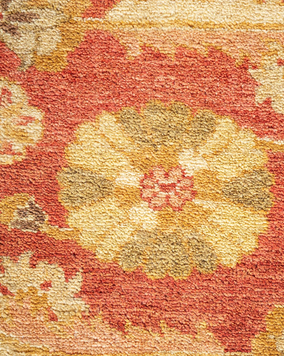 XXIe siècle et contemporain Tapis traditionnel orange Mogul unique en son genre fabriqué à la main en vente