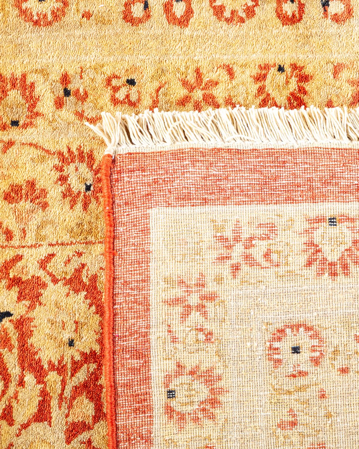 Traditioneller, handgefertigter Mogul-Teppich in Orange, Unikat (21. Jahrhundert und zeitgenössisch) im Angebot