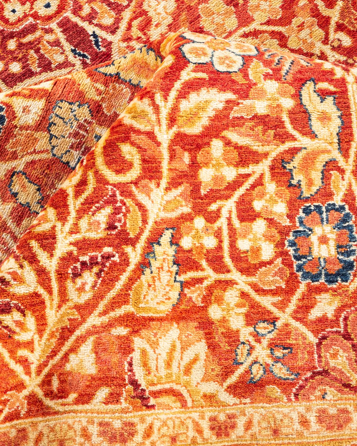 Other One-of-a-kind Hand Made Traditional Mogul Orange Area Rug For Sale