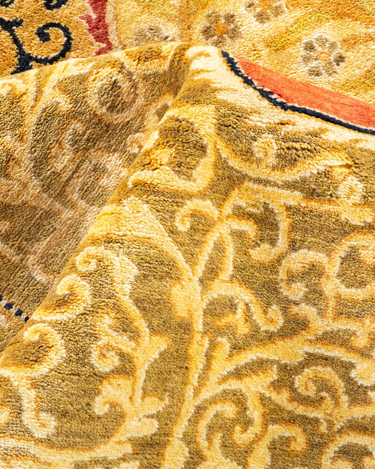 Other One-of-a-kind Hand Made Traditional Mogul Orange Area Rug For Sale