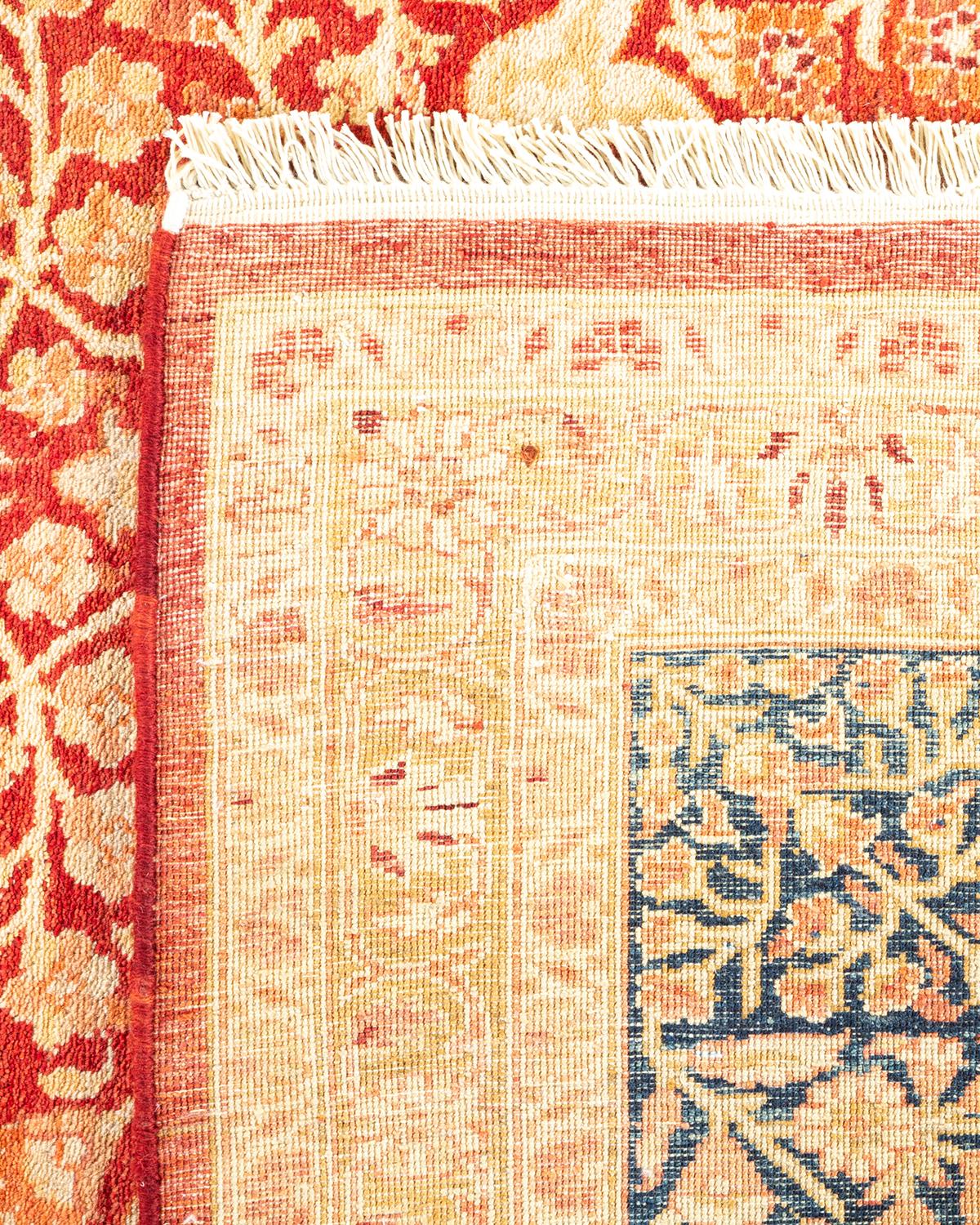 Hand-Knotted One-of-a-kind Hand Made Traditional Mogul Orange Area Rug For Sale