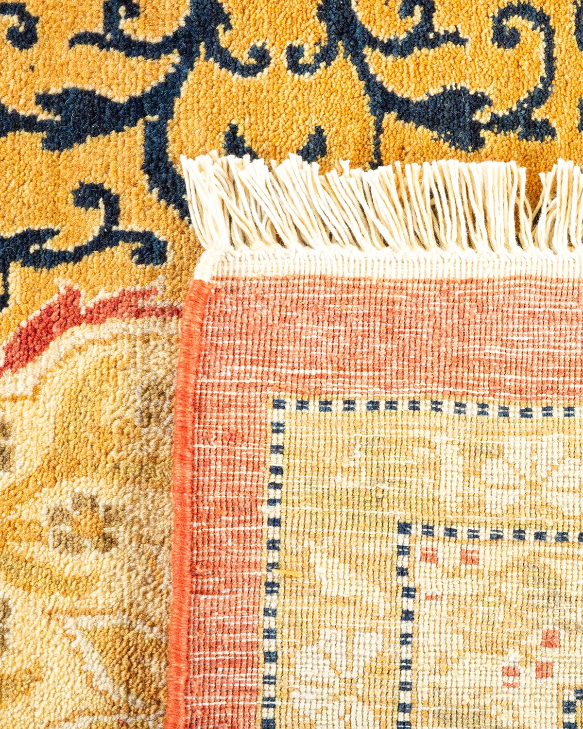 Hand-Knotted One-of-a-kind Hand Made Traditional Mogul Orange Area Rug For Sale