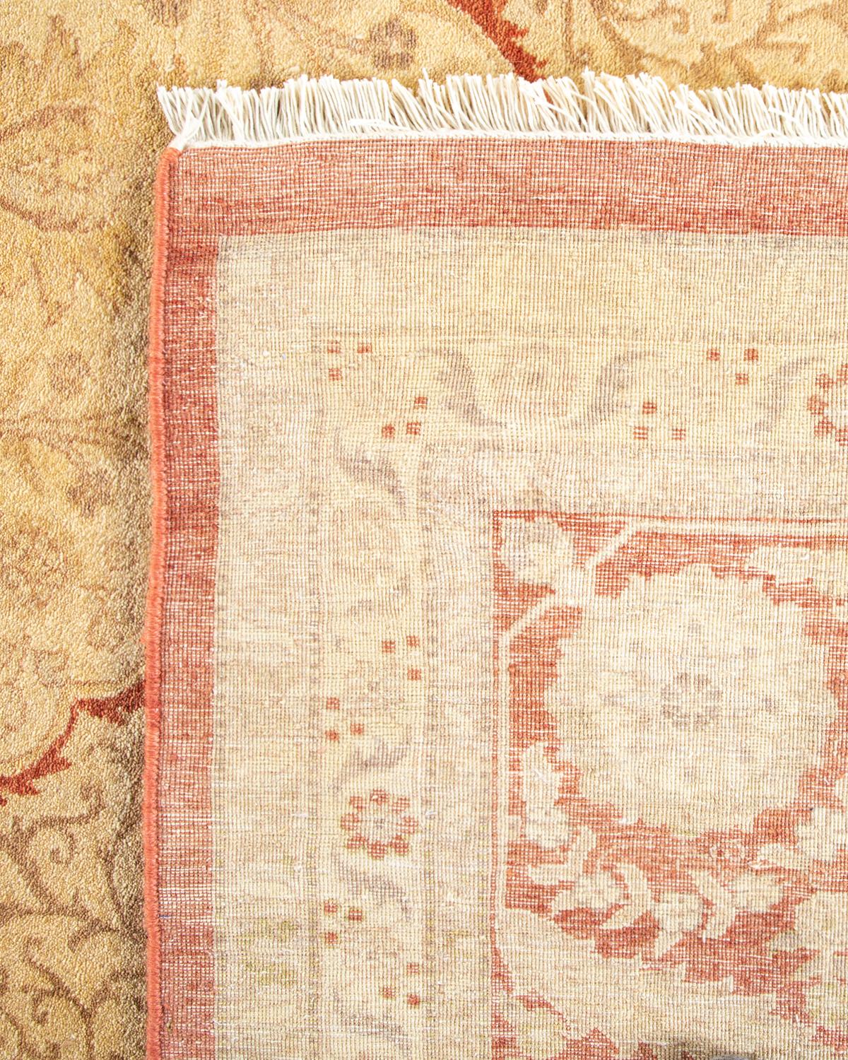 Hand-Knotted One-of-a-kind Hand Made Traditional Mogul Orange Area Rug For Sale