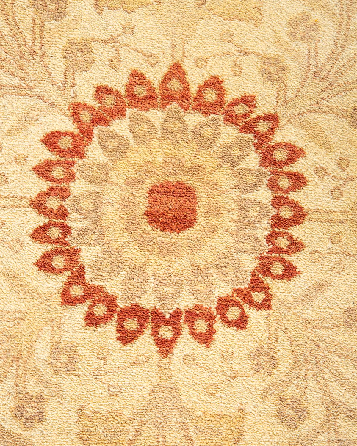 Contemporary One-of-a-kind Hand Made Traditional Mogul Orange Area Rug For Sale