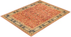 One-of-a-Kind Hand Made Traditional Mogul Orange Area Rug