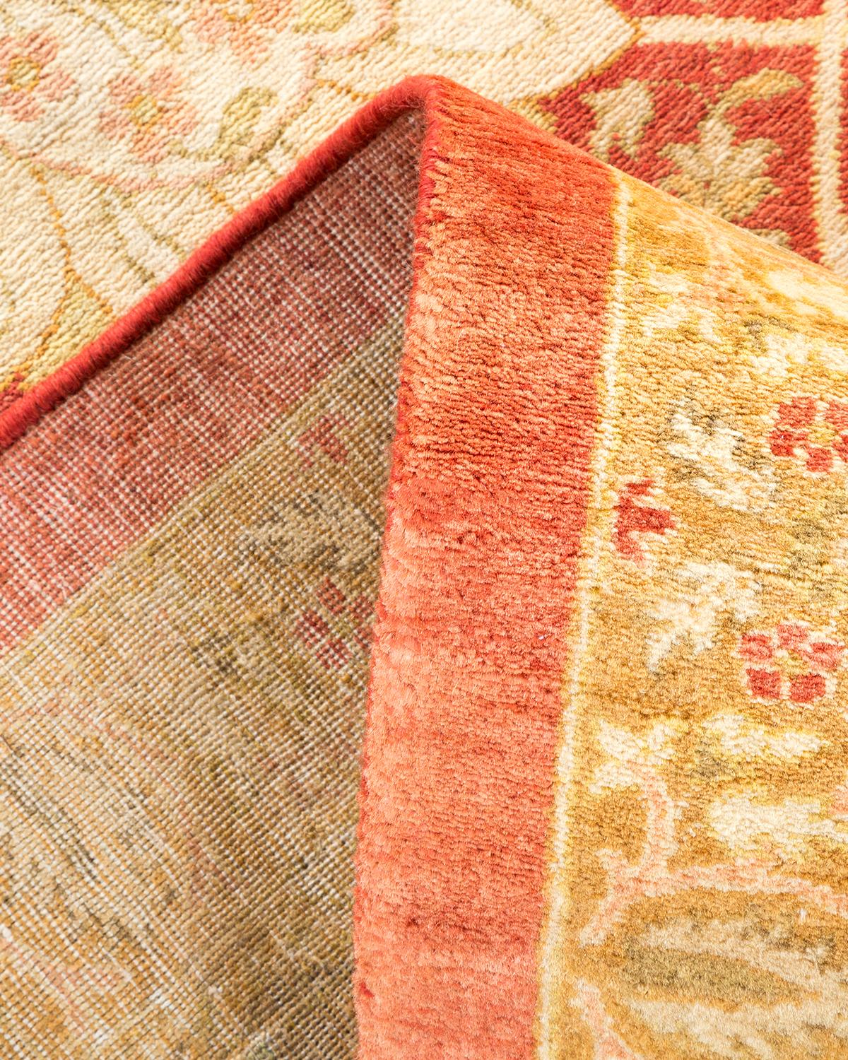 Pakistano Tappeto tradizionale arancione Mogul, unico nel suo genere, Hand Made in vendita