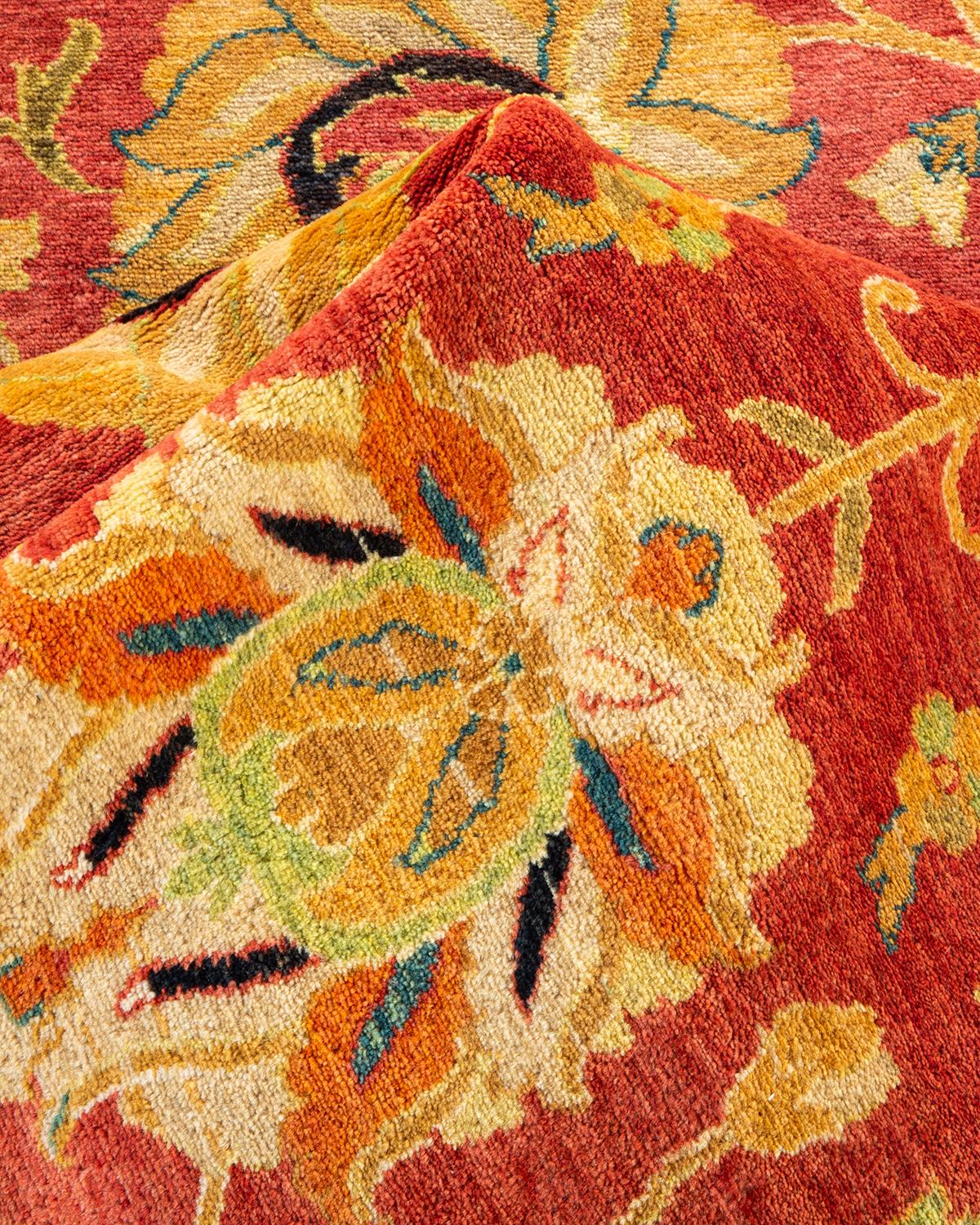 Other One-of-a-Kind Hand Made Traditional Mogul Orange Area Rug For Sale