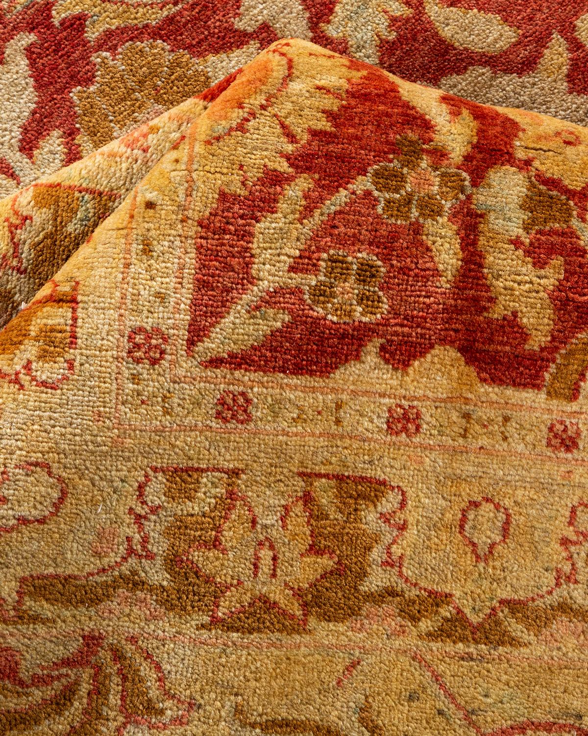 Other One-of-a-kind Hand Made Traditional Mogul Orange Area Rug For Sale