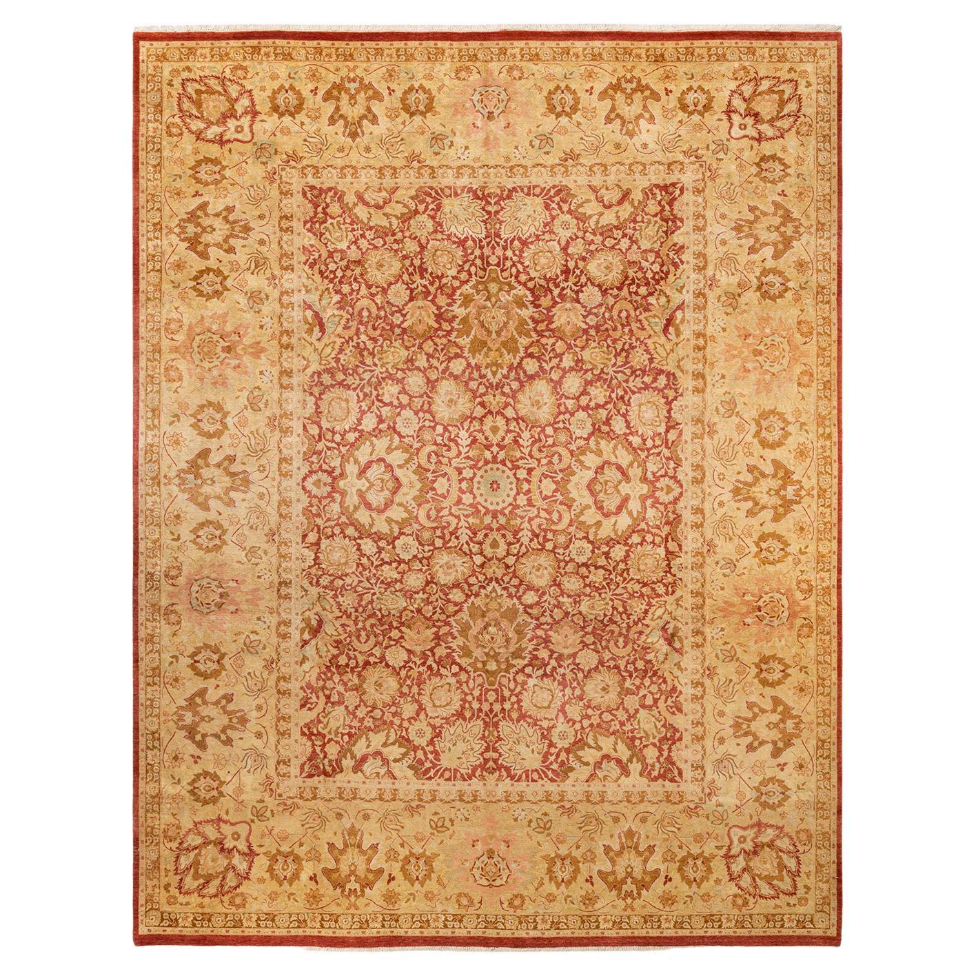 One-of-a-kind Hand Made Traditional Mogul Orange Area Rug For Sale