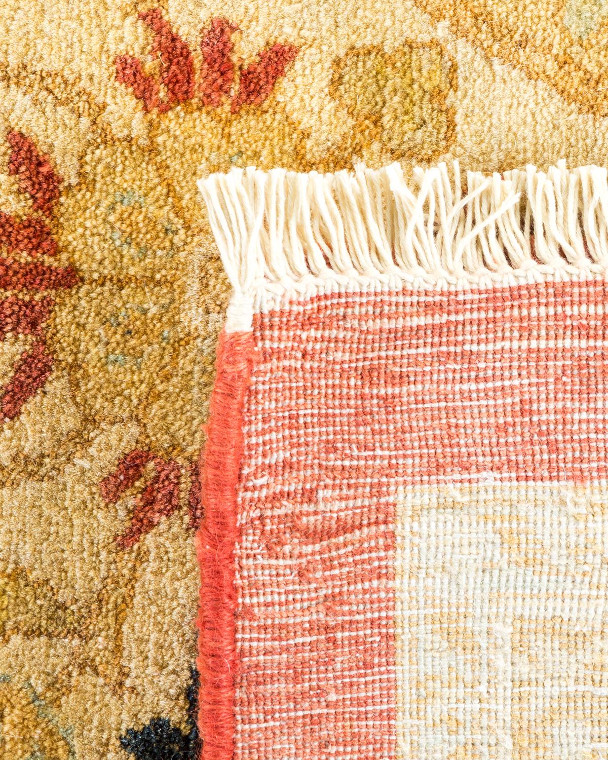 Hand-Knotted One-of-a-Kind Hand Made Traditional Mogul Orange Area Rug For Sale