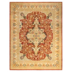 Traditioneller, handgefertigter Mogul Orange Teppich, Unikat
