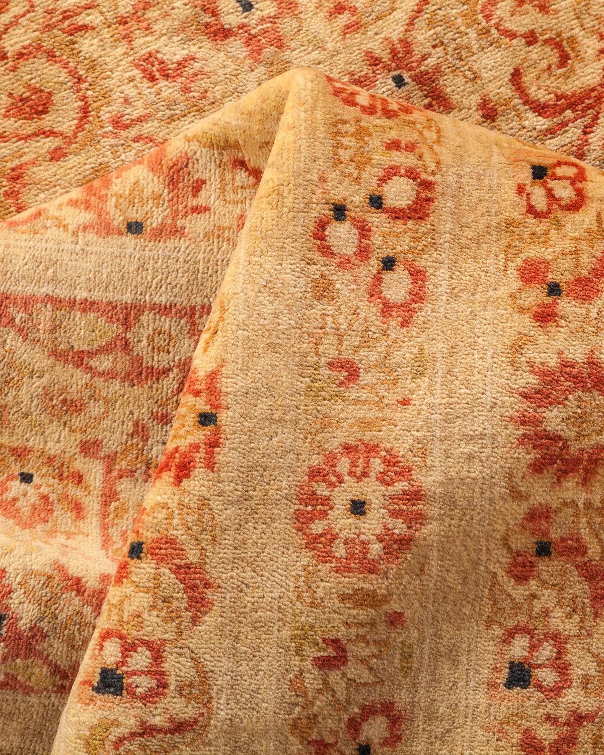 Other One-of-a-Kind Hand Made Traditional Mogul Orange Area Rug For Sale