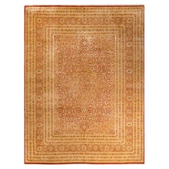Traditioneller, handgefertigter Mogul Orange Teppich, Unikat