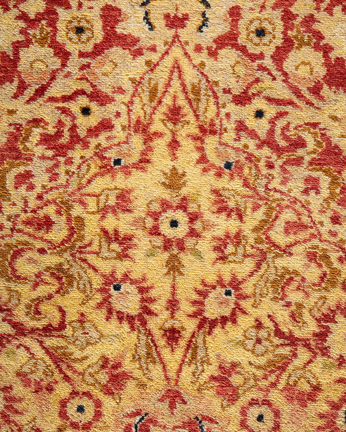 XXIe siècle et contemporain Tapis traditionnel orange Mogul unique fait à la main, unique en son genre en vente