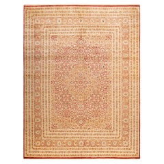 One-of-a-Kind Hand Made Traditional Mogul Orange Area Rug